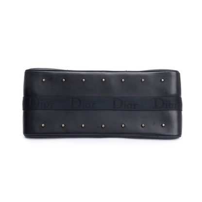 Christian Dior Black Leather Crystal Embellished Hardcore Bowling Bag