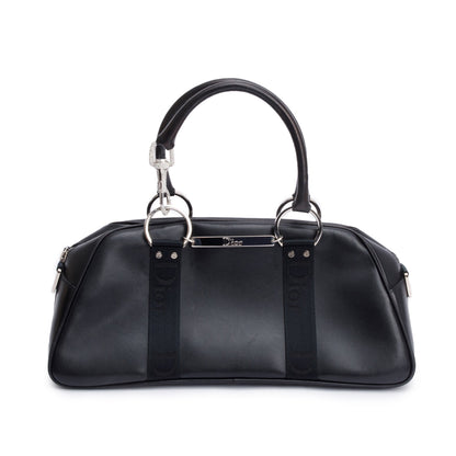 Christian Dior Black Leather Crystal Embellished Hardcore Bowling Bag