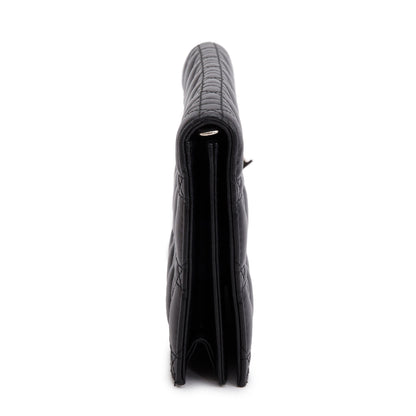 Christian Dior Black Leather Lady Dior Convertible Clutch
