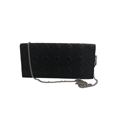 Christian Dior Black Leather Lady Dior Convertible Clutch