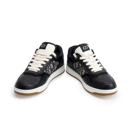 Christian Dior Black Leather Oblique Jacquard B27 Sneakers, Size 42