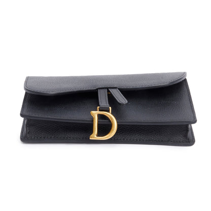 Christian Dior Black Leather Saddle Belt Pouch