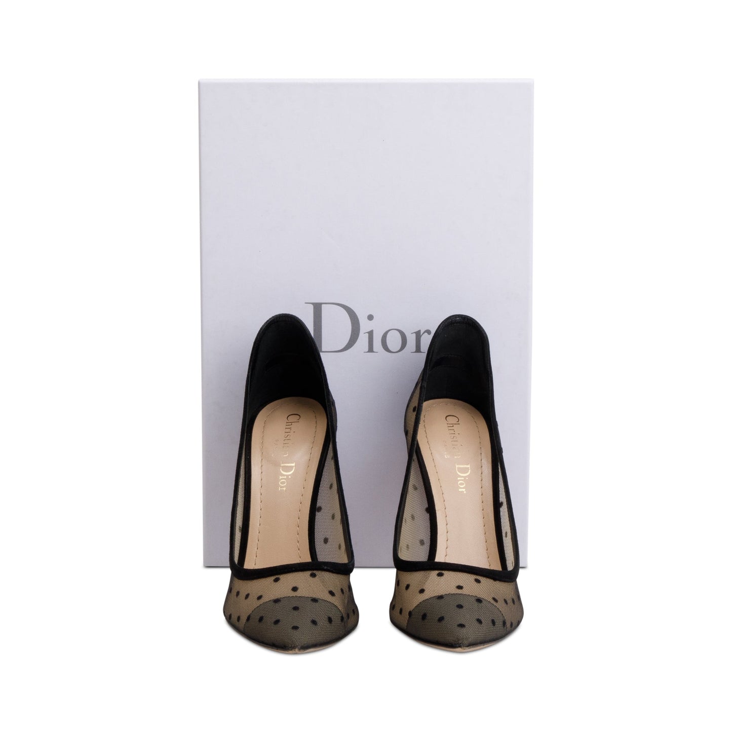 Christian Dior Black Mesh Polka Dot D-Moi Pumps, Size 37.5