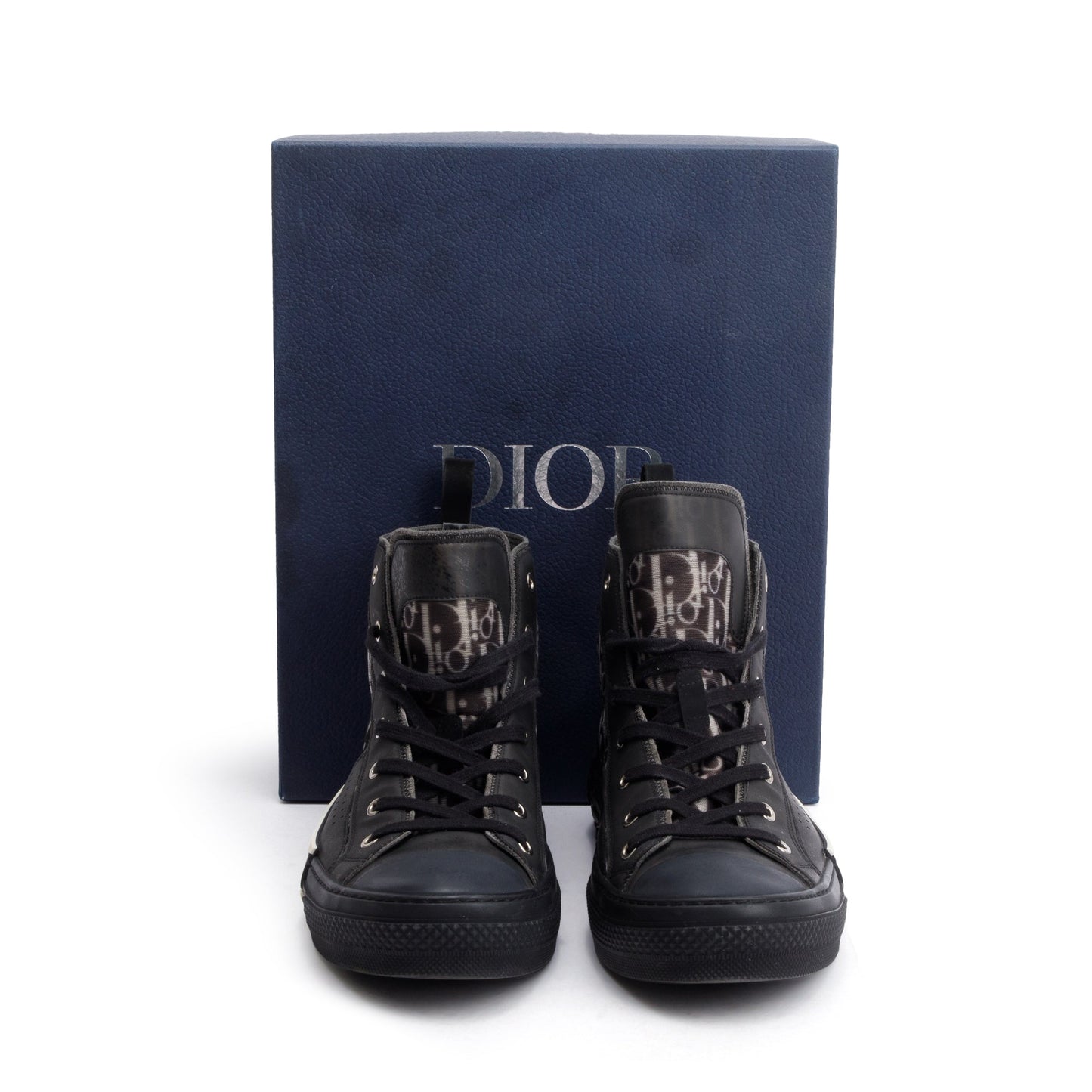 Christian Dior Black Oblique Transparent Canvas B23 High-Top Sneakers, Size 45
