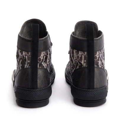 Christian Dior Black Oblique Transparent Canvas B23 High-Top Sneakers, Size 45
