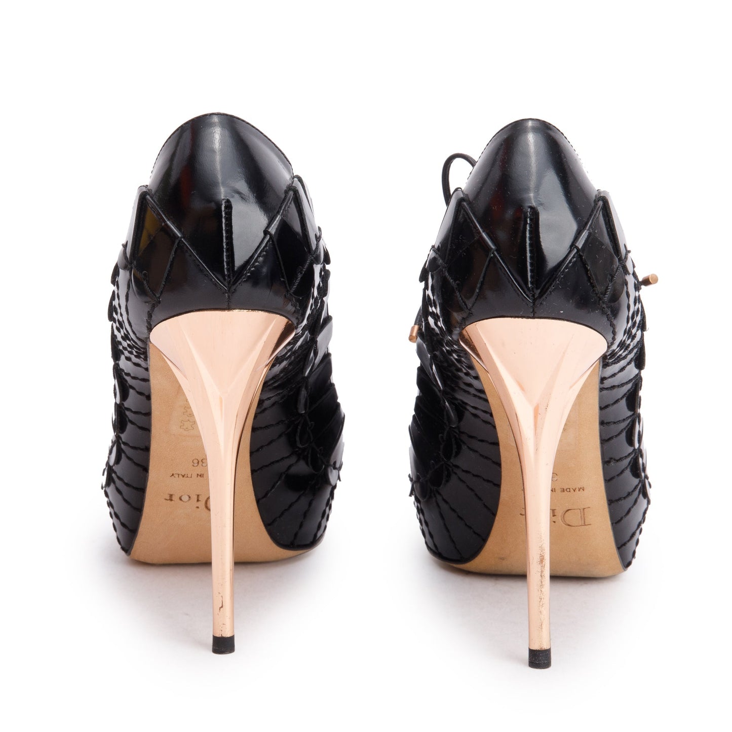 Christian Dior Black Patent Leather Bootie Pumps, Size 36