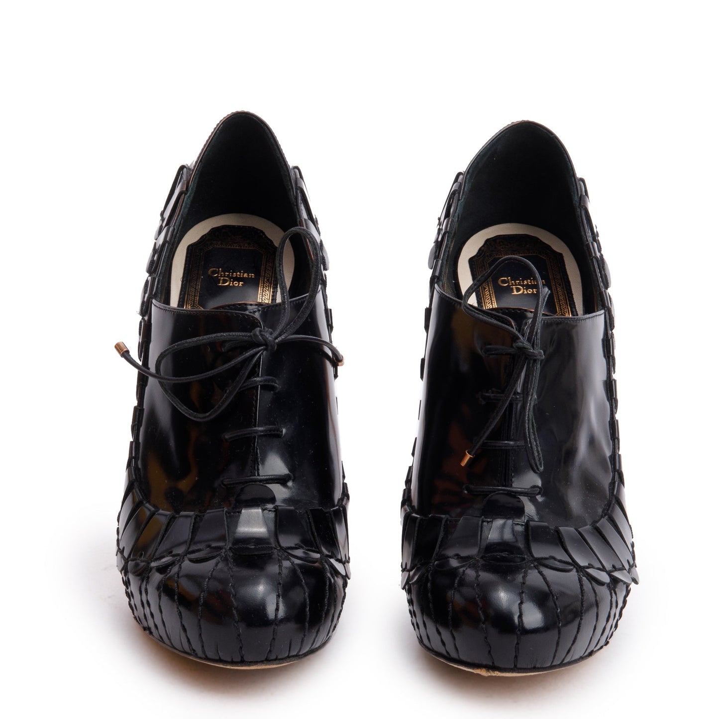 Christian Dior Black Patent Leather Bootie Pumps, Size 36