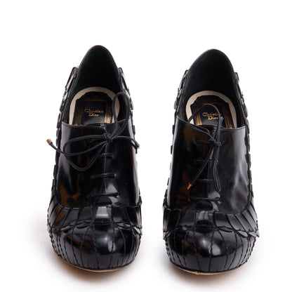 Christian Dior Black Patent Leather Bootie Pumps, Size 36