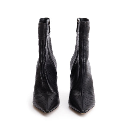 Christian Dior Black Perforated Calfskin Leather J'Dior Ankle Boots, Size 36.5