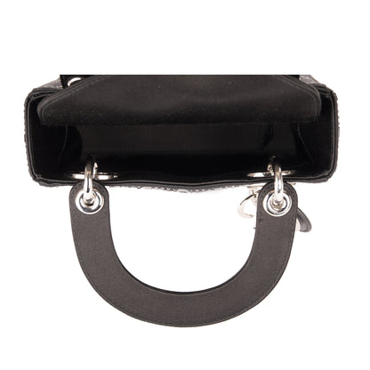 Christian Dior Black Strass Cannage Satin Mini Lady Dior Bag