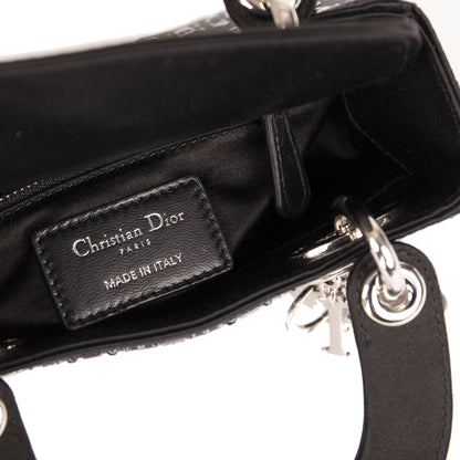 Christian Dior Black Strass Cannage Satin Mini Lady Dior Bag
