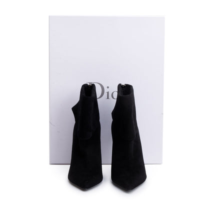 Christian Dior Black Suede Reverso Ankle Boots, Size 37