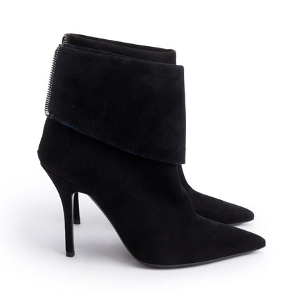 Christian Dior Black Suede Reverso Ankle Boots, Size 37