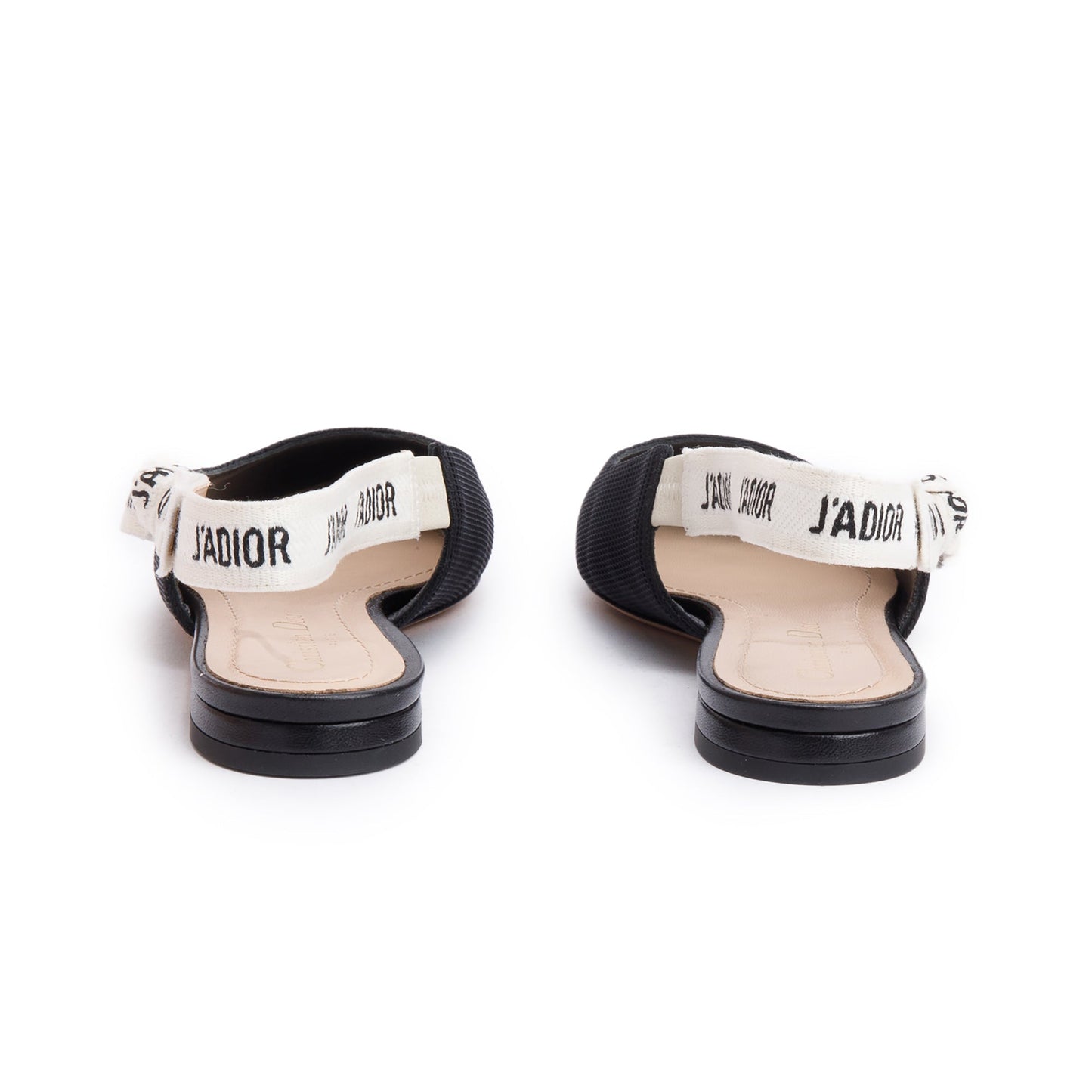 Christian Dior Black Technical Fabric Embroidery J'Adior Slingback Flats, Size 36