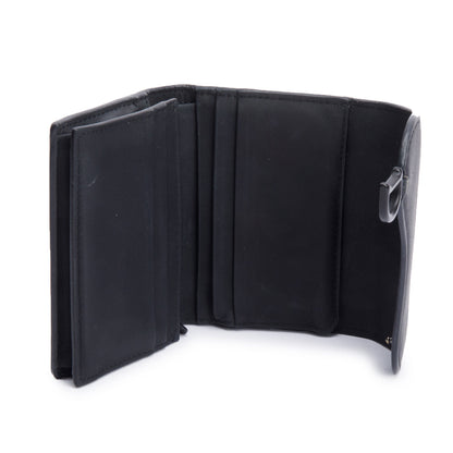 Christian Dior Black Ultra Matte Leather Saddle Lotus Wallet