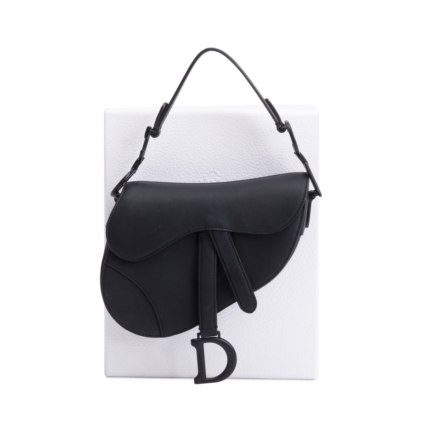 Christian Dior Black Ultramatte Calfskin Leather Mini Saddle Bag