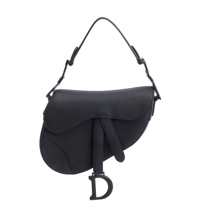 Christian Dior Black Ultramatte Calfskin Leather Mini Saddle Bag