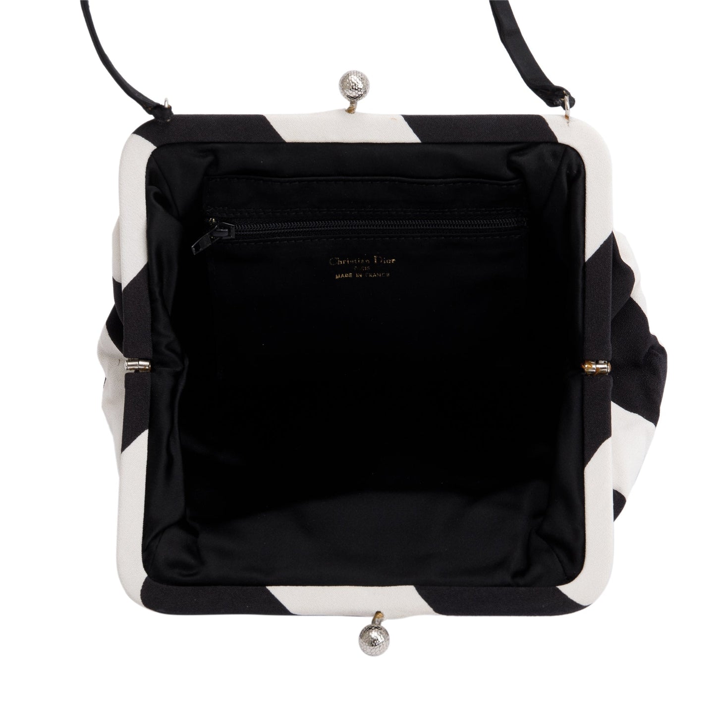 Christian Dior Black & White Canvas Frame Clutch Bag