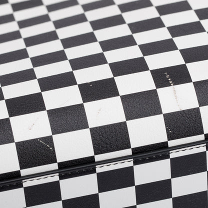 Christian Dior Black & White Check Print Leather Medium Lady Dior Bag