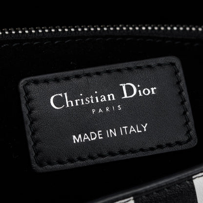 Christian Dior Black & White Check Print Leather Medium Lady Dior Bag
