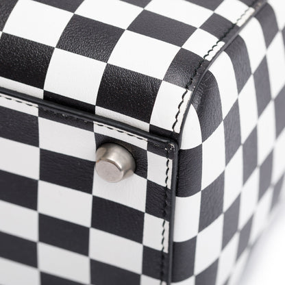 Christian Dior Black & White Check Print Leather Medium Lady Dior Bag