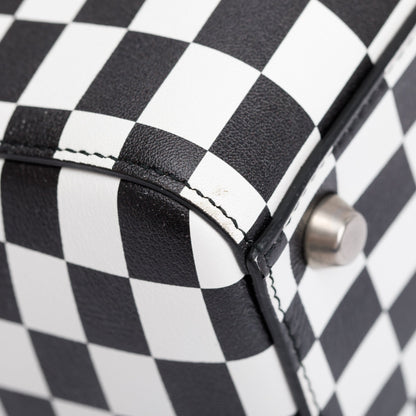 Christian Dior Black & White Check Print Leather Medium Lady Dior Bag