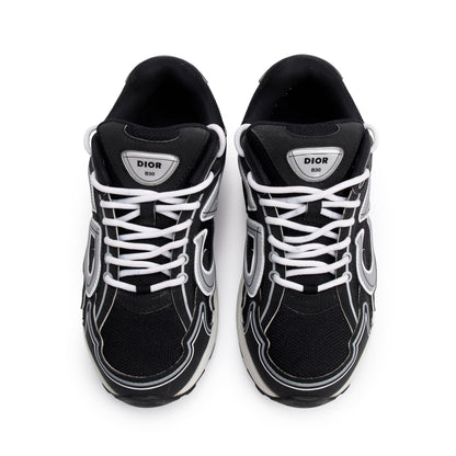 Christian Dior Black/Grey Mesh Technical Fabric B30 Sneakers, Size 41