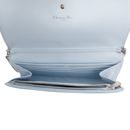 Christian Dior Blue Calfskin Leather Diorama Wallet on Chain