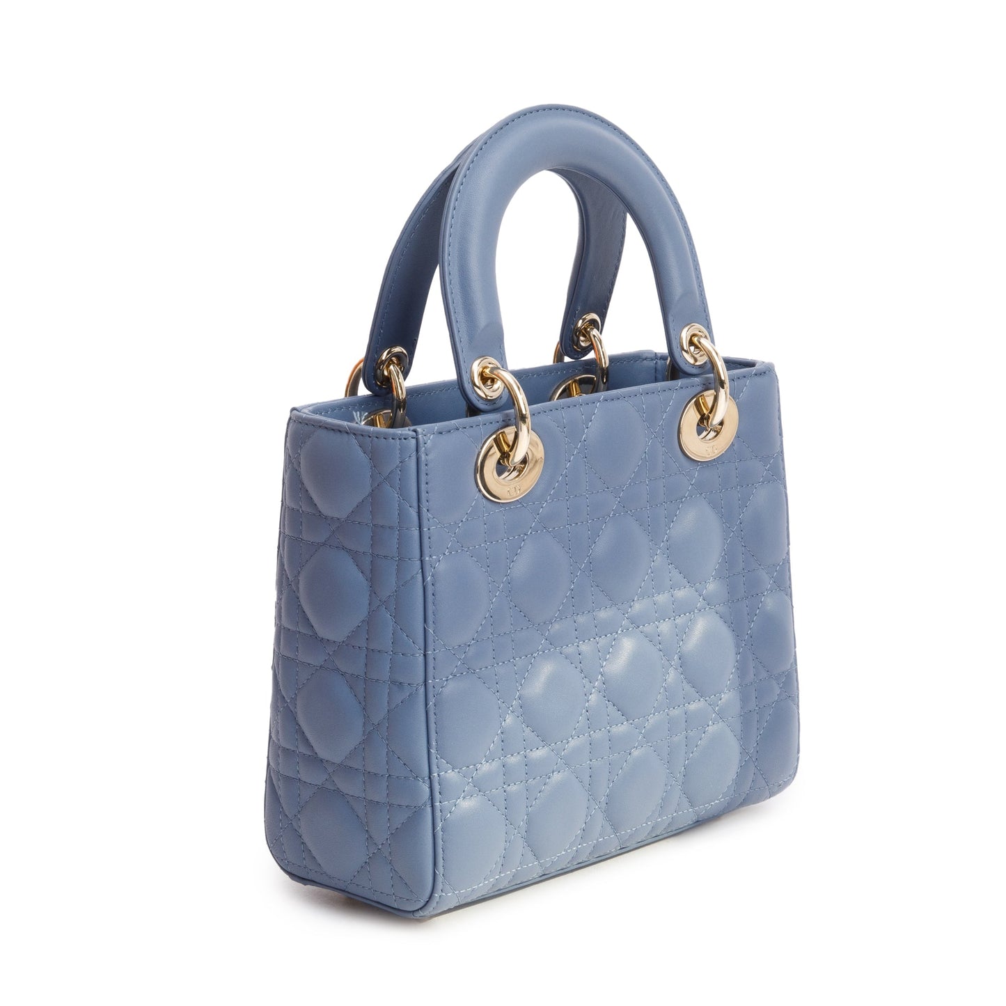 Christian Dior Blue Cannage Leather Small Lady Dior Bag