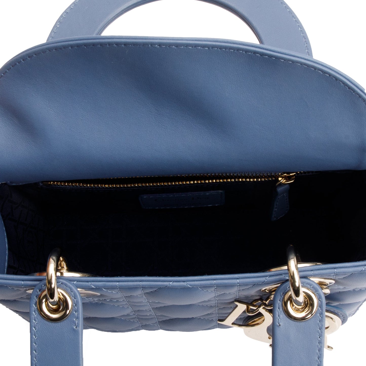 Christian Dior Blue Cannage Leather Small Lady Dior Bag