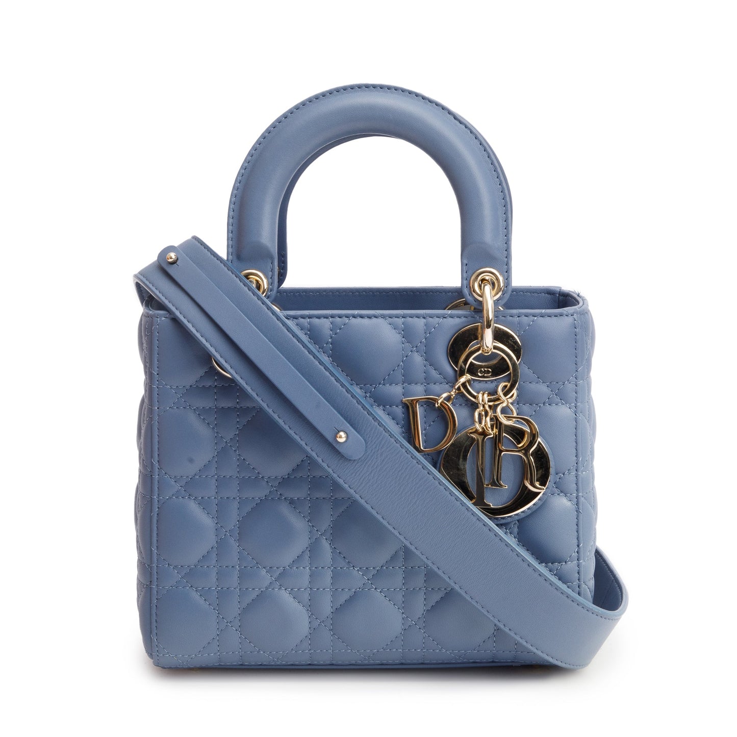 Christian Dior Blue Cannage Leather Small Lady Dior Bag