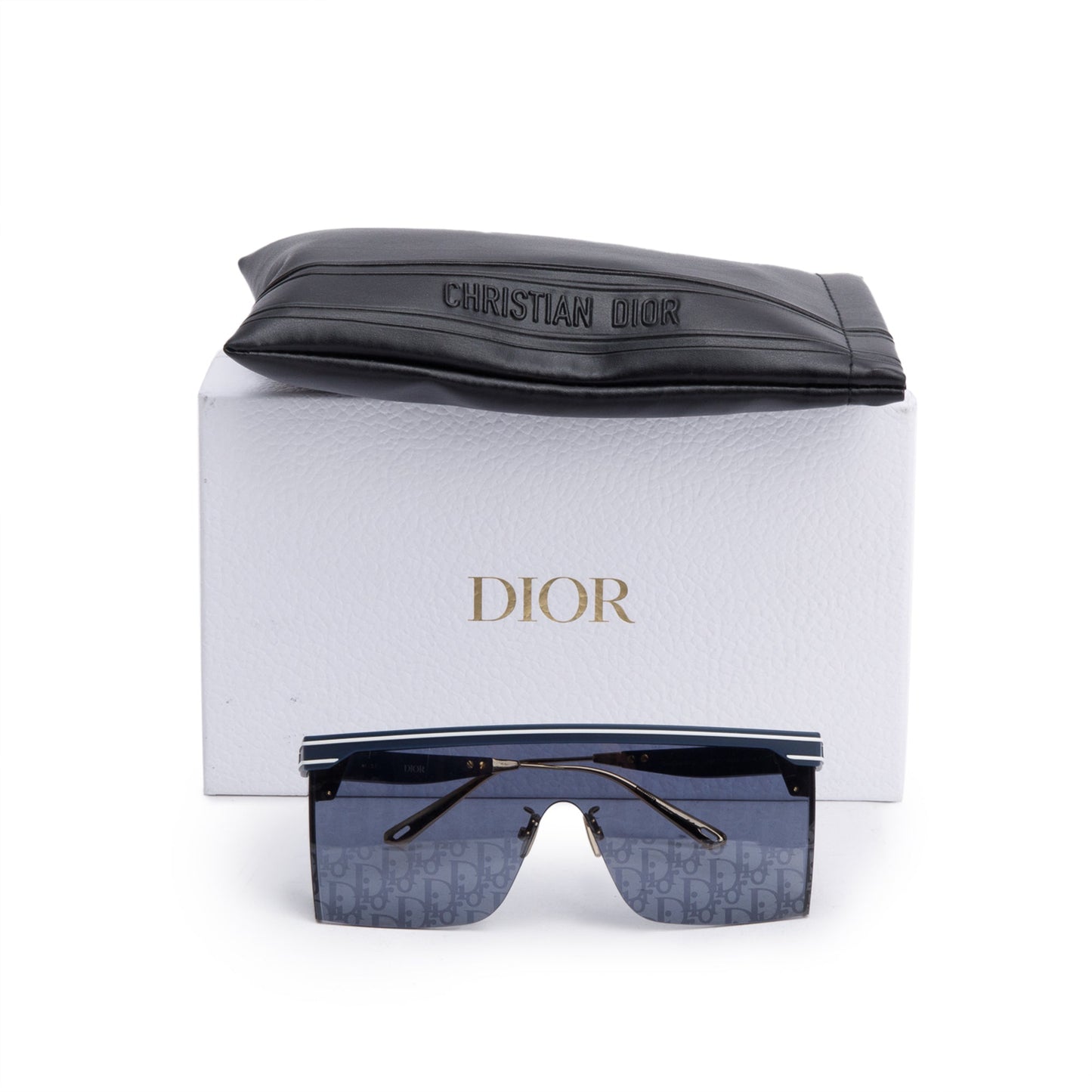 Christian Dior Blue Oblique DiorClub M1U Shield Mask Sunglasses