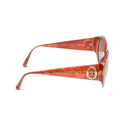 Christian Dior Brown Printed Acetate Austria 2854 Oval Sunglasses