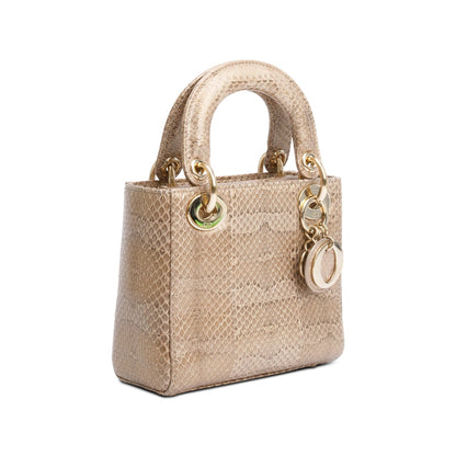 Christian Dior Brown Python Mini Lady Dior Bag