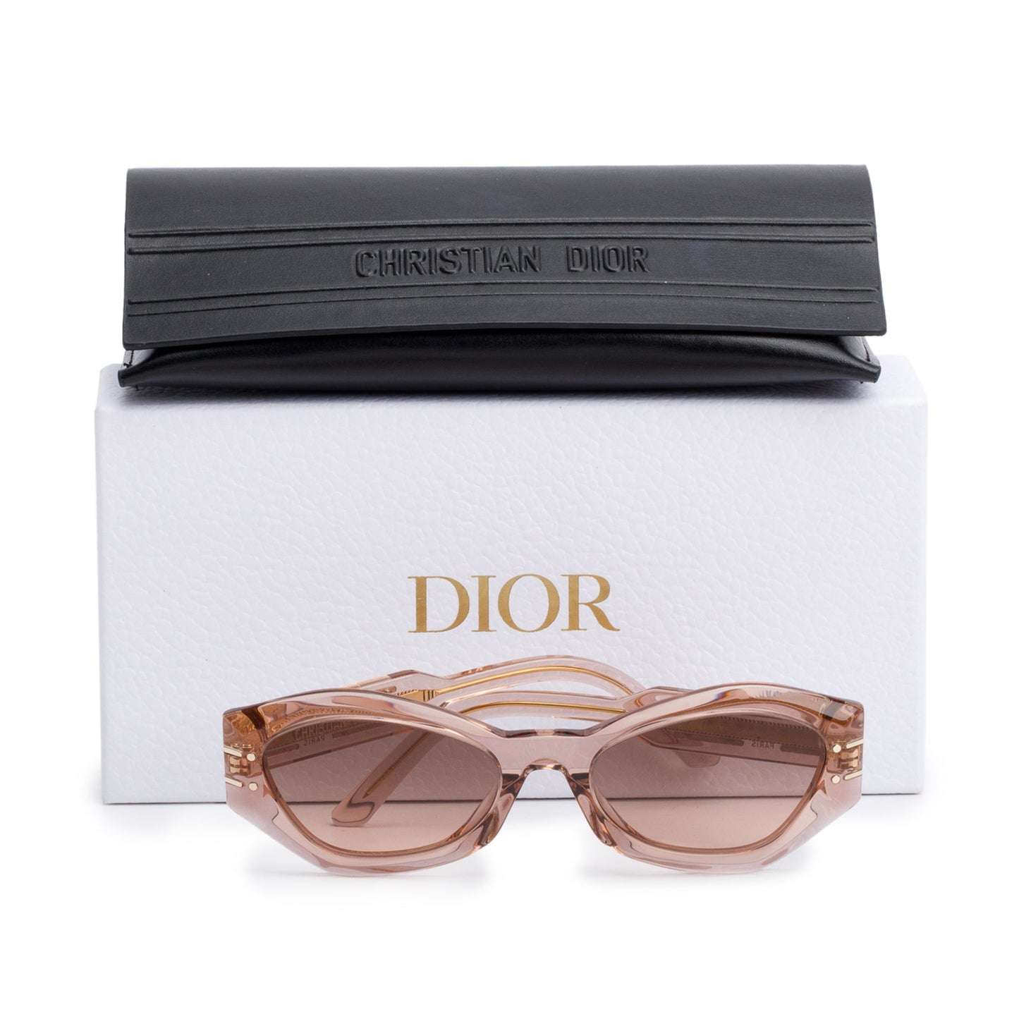 Christian Dior Brown Transparent Acetate DiorSignature B1U Geometric Sunglasses