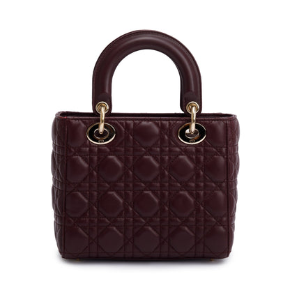 Christian Dior Burgundy Cannage Leather Small Lady Dior Bag