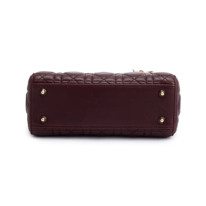 Christian Dior Burgundy Cannage Leather Small Lady Dior Bag