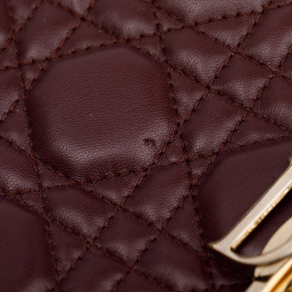 Christian Dior Burgundy Cannage Leather Small Lady Dior Bag