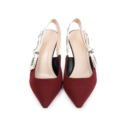 Christian Dior Burgundy Technical Fabric J'Dior Slingback Pump, Size 38