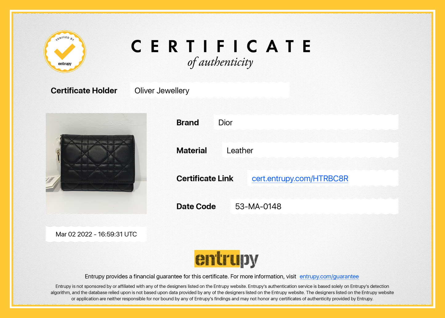 Christian Dior Cannage Lambskin Lady D Wallet