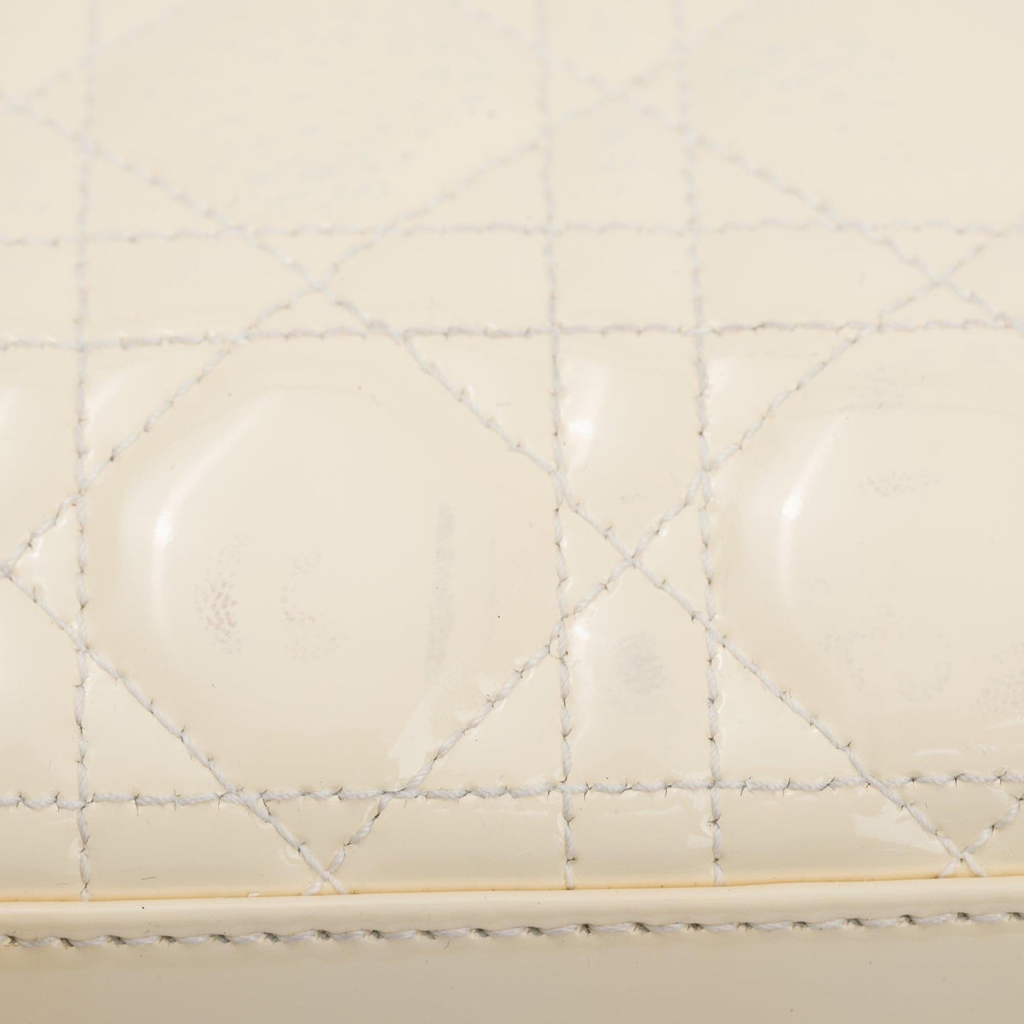 Christian Dior Creme Patent Leather Medium Lady Dior Bag