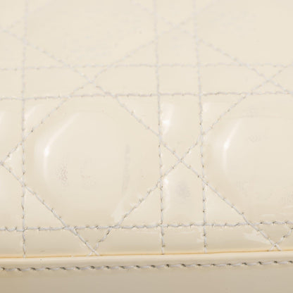 Christian Dior Creme Patent Leather Medium Lady Dior Bag
