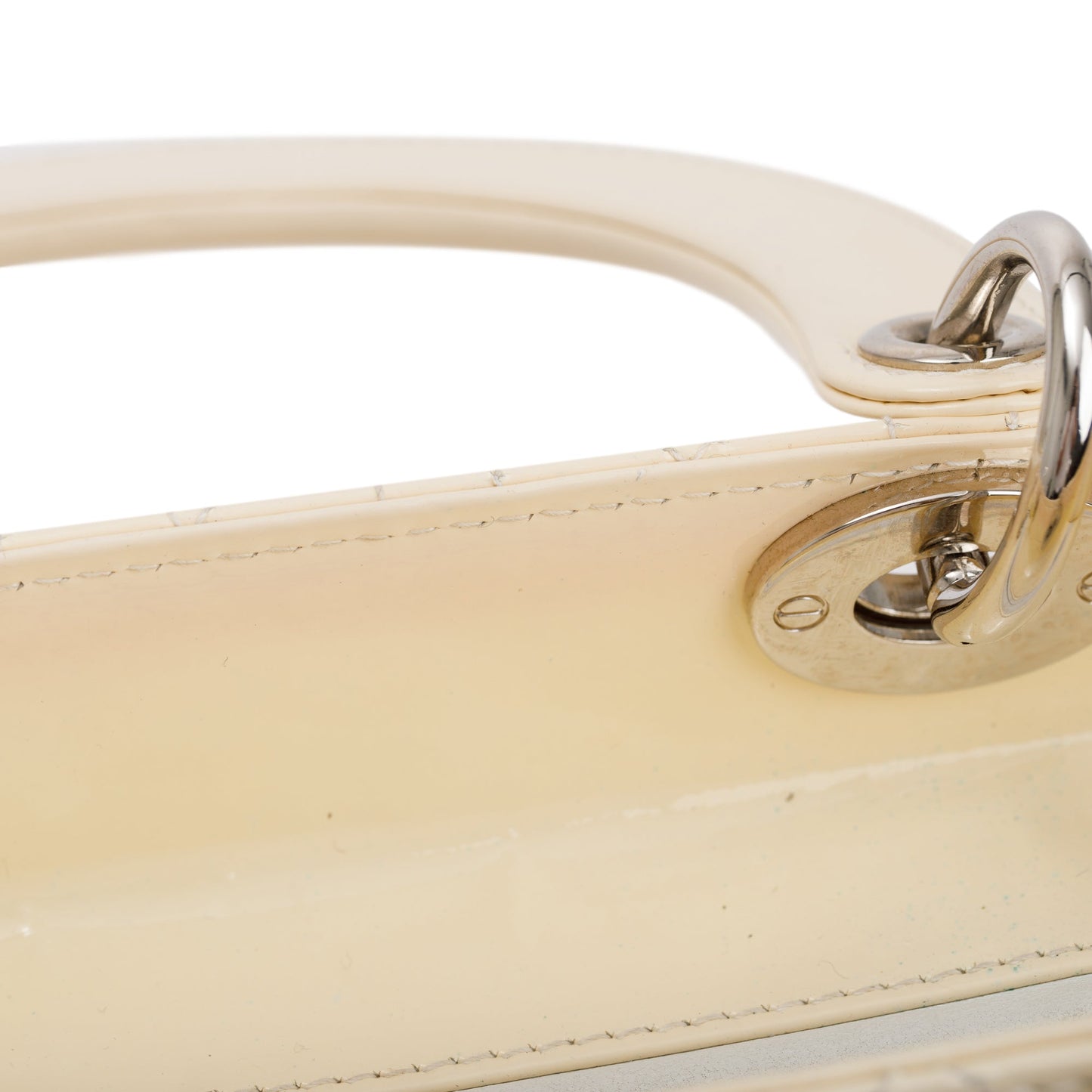 Christian Dior Creme Patent Leather Medium Lady Dior Bag