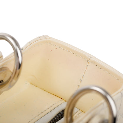 Christian Dior Creme Patent Leather Medium Lady Dior Bag