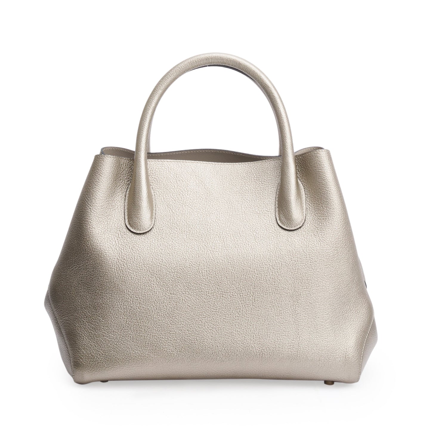 Christian Dior Gold Metallic Calfskin Leather Small Open Bar Tote