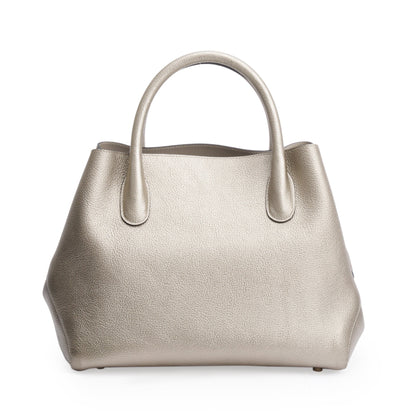 Christian Dior Gold Metallic Calfskin Leather Small Open Bar Tote