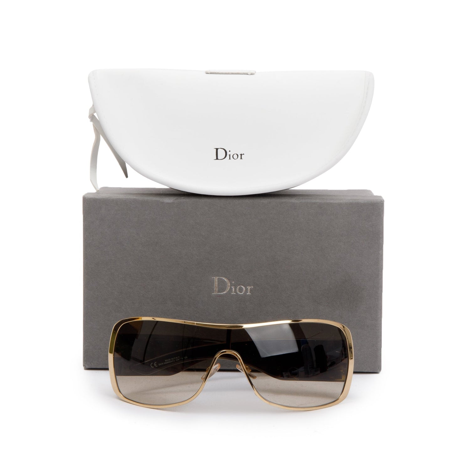 Christian Dior Gold Tone Metal Brown Acetate Indinight2 Shield Sunglasses