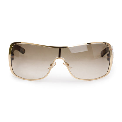 Christian Dior Gold Tone Metal Brown Acetate Indinight2 Shield Sunglasses