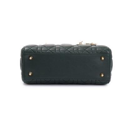 Christian Dior Green Cannage Lambskin Leather Small Lady Dior My Abcdior Bag