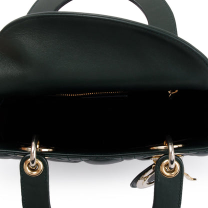 Christian Dior Green Cannage Lambskin Leather Small Lady Dior My Abcdior Bag